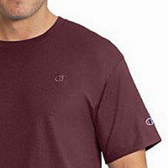 Champion Mens Cotton T-Shirt, Crew Neck Short Sleeve, Maroon, Size M - Picture 2 of 3